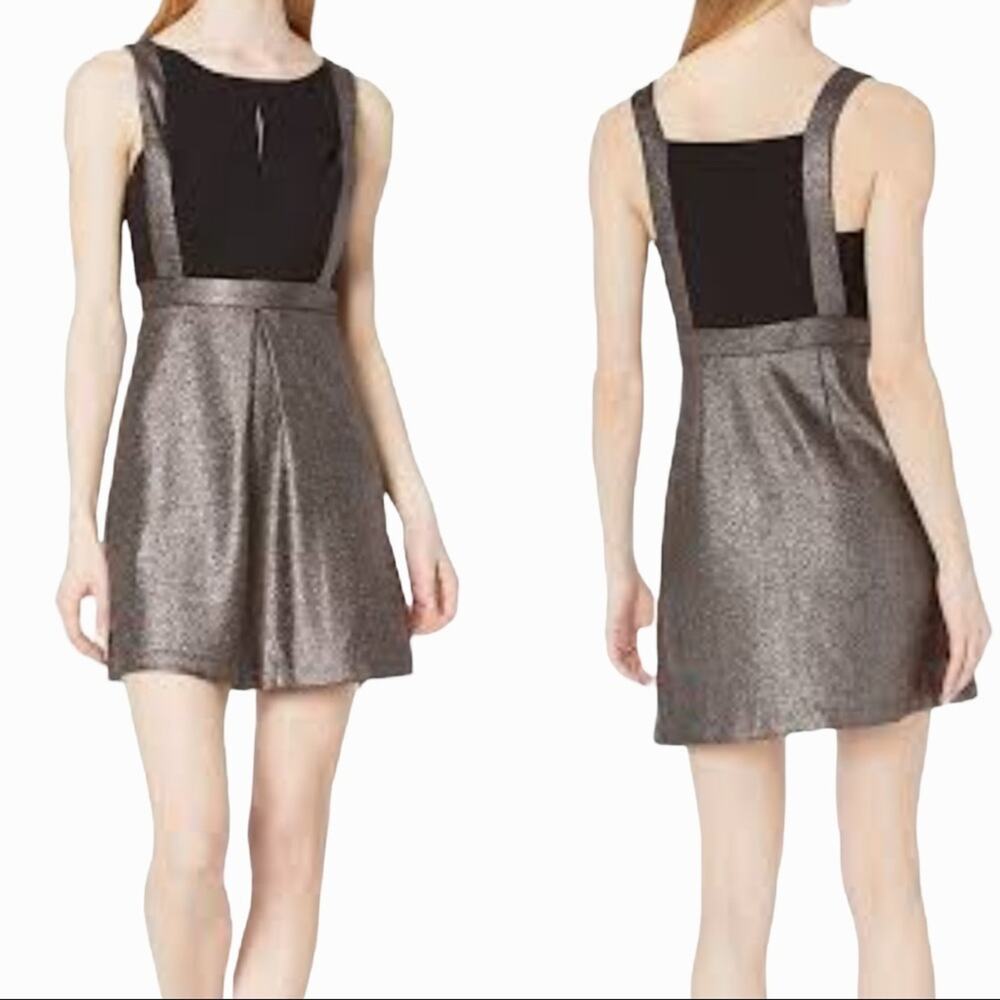 BCBGeneration Women's Dress with A Line Skirt, Gunmetal Combo, 0 Nwt 108.00